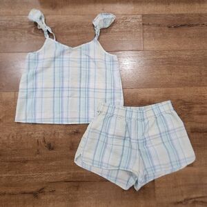 J. Crew Factory Seersucker Ruffle Strap & Shorts Pj Set Med Preppy Cottage Gift